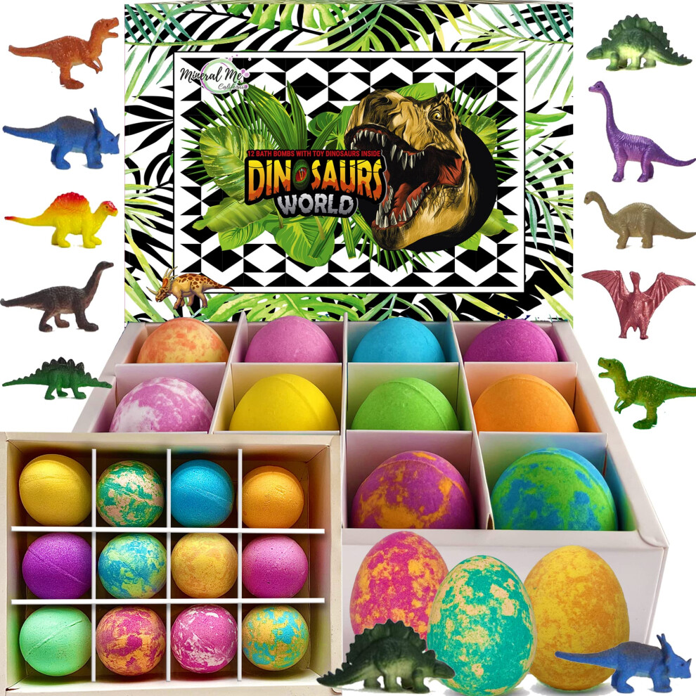 Bath Bombs For Kids With Surprise Inside - 12 Dinosaur Bath Bombs With Toys Inside Organic Colorful Bubble Bath Fizzies Dino Egg Bath Bomb Fizzy Ba Mineral Me California