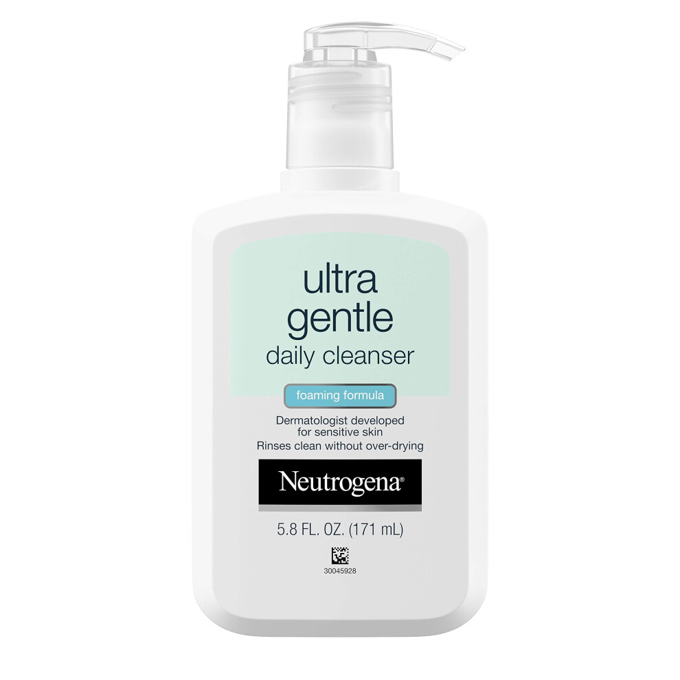 Neutrogena Ultra Gentle Foaming Facial Cleanser  Hydrating Face Wash for Sensitive Skin  Gently Cleanses Face Without Over Drying  Oil-Free  Soap-Free