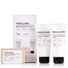 MARLOWE. Best Sellers Kit | No. 203 | Features Signature Body Scrub Soap Bar Men's Facial Cleanser & Facial Moisturizer | Great Gift for Men