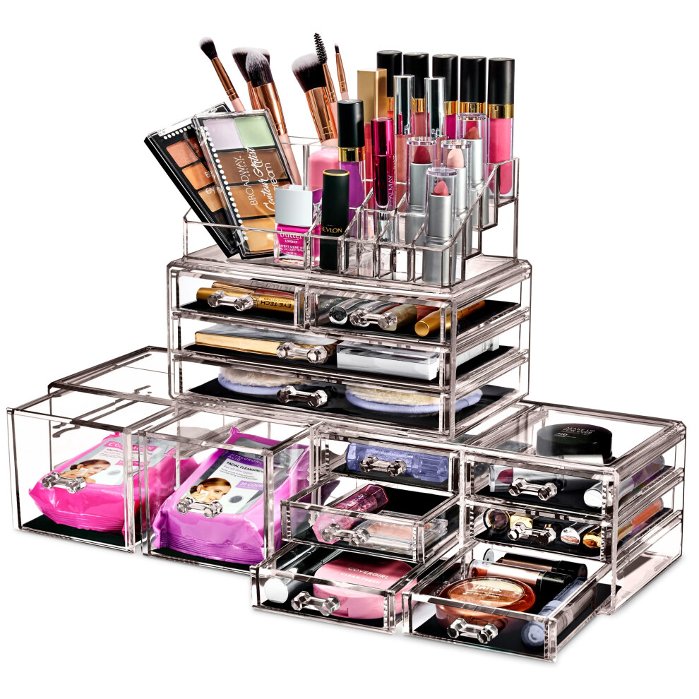 Sorbus grand organisateur de maquillage - Organisateur de bijoux et de maquillage transparente claire pour Vanity Bathroom Rangement Dressher - 1
