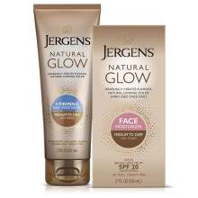 Jergens Natural Glow Geleidelijk Gloeiende Dagcrème + Verstevigende Gezichtscrème met SPF 20 Bundel, Medium tot Tan