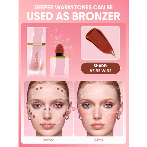 SHEGLAM Color Bloom Liquid Blush-Fine Carmine 2