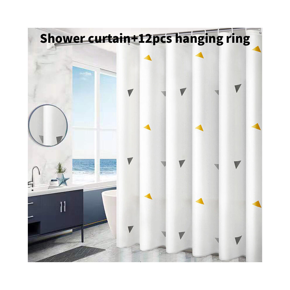 (Yellow, 180x200cm) Leaf Pattern Geometric Peva Shower Curtain Waterproof Moldproof Bathroom Divider