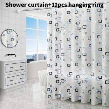 (Blue Grid, 150x200cm) Leaf Pattern Geometric Peva Shower Curtain Waterproof Moldproof Bathroom Divider