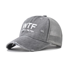 (Gray) Letter Wtf Embroidery Cotton Baseball Hat With Adjustable For Use Adults Outdoor