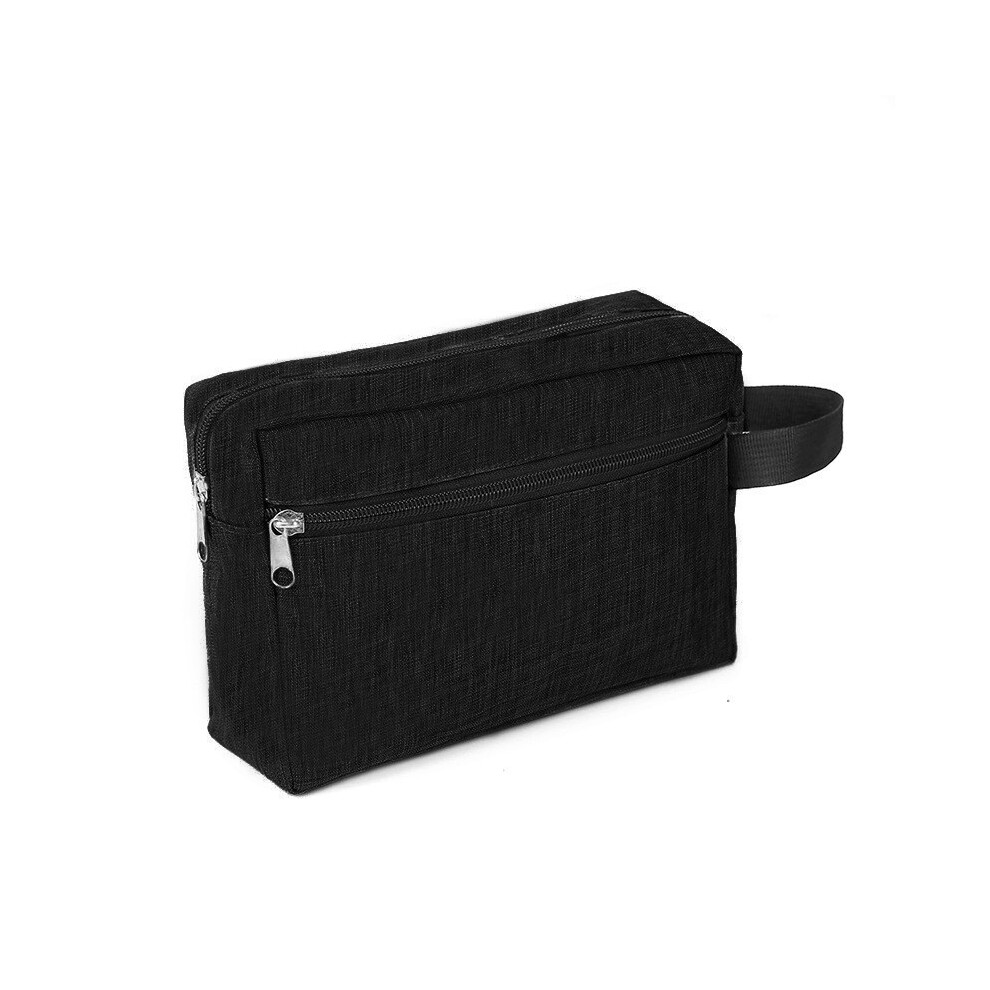 (Black) Double Versatile Layer Toiletry Bag Holder Hand Strap Outdoor Home Supplies Use-image-OPC-PJ5XQDD-NEW