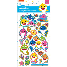 Paper Projects 01.70.06.167 Baby Shark Sparkly Stickers | Official Licensed Product | Reusable on Non-Porous Surfaces White 19.5cm x 9.5cm