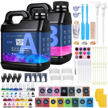 Epoxy Resin 82oz - Clear Epoxy Resin Kit with 15 Pigments and 15 Colors of Mica Powders - No Yellowing No Bubble Casting Resin for Art Crafts  Jewelry