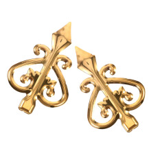 Pack of 2 Protective Spear Tips, Fence Toppers, Made of Brass, Golden