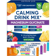 Venture Pal Magnesiumglycinat-Getrnkepulvermischung mit Ashwagandha, Vitamin D, L-Theanin, Lwenmhne, zuckerfreie Magnesium-Ergnzungsmischung