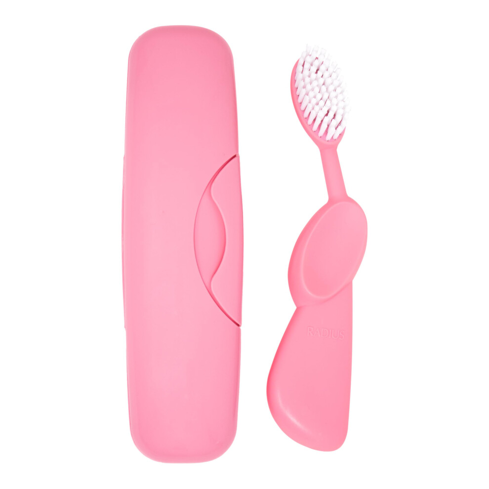 Rayon Pink Radius Toothbrush Original Big Brush Bpa Free Ada Accepted - Left Hand - Brush With Case