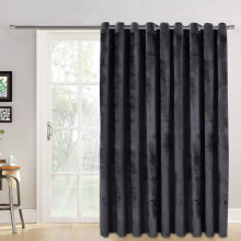 ((66x84 in) Charcoal Velvet) Ready Made Door Curtain with Tieback - Thermal Blackout, Velvet & Pencil Pleat Window Curtains