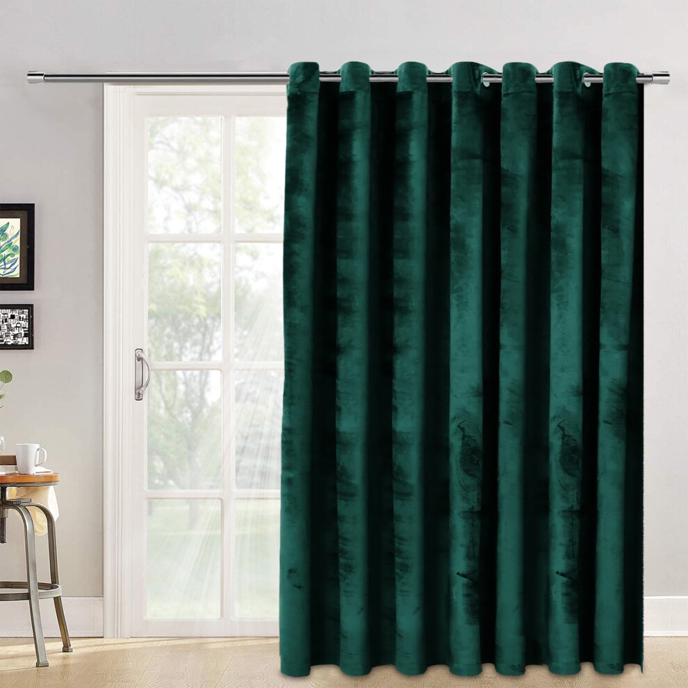 Supreme Bedding Ltd ((66X84 In) Emerald Green Velvet) Ready Made Door Curtain With Tieback - Thermal Blackout, Velvet & Pencil Pleat Window Curtains