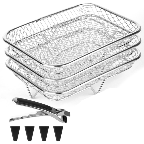 Grids for Hot Air Fryer,3 Layer Stackable Air Fryer Shelf