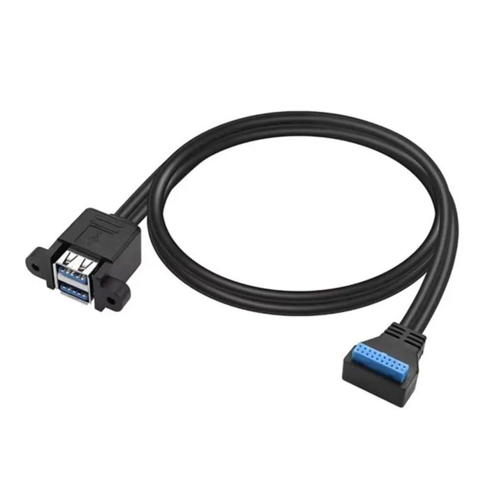 Photos - Card Reader / USB Hub Merkloos 90 Degree UP/Down Angle USB 3.0 19/20Pin to Dual USB-A Female Port B 