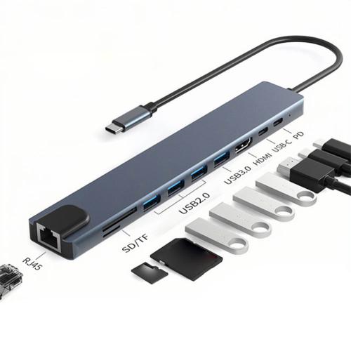 10 i 1 USB-C-hub 4K30Hz dockingstasjon Type-C til HDTV 1