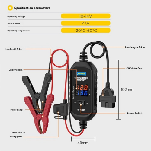 AUTOOL BT30 auton OBD II akun säästäjä hätävirtalähde 2
