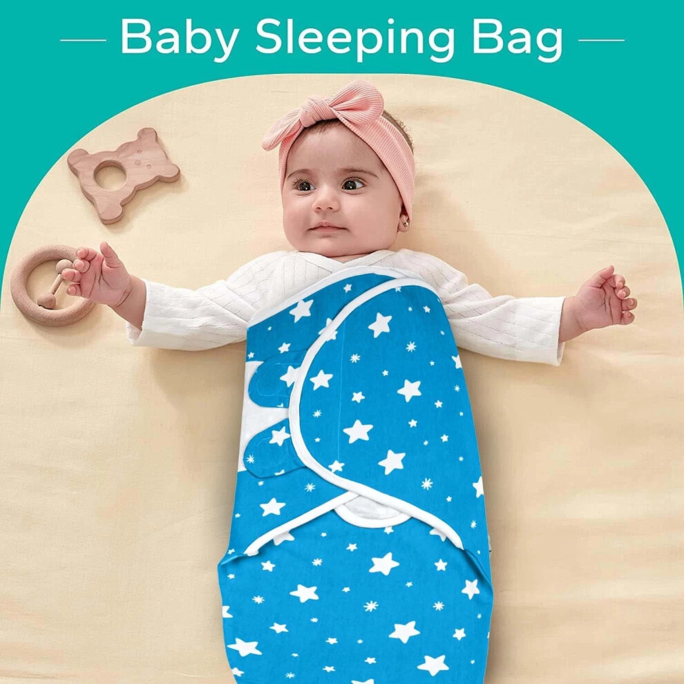 (Blue) Anti Allergic Cotton Baby Swaddle Wrap Pack Of 2 Baby Wraps Blue Yorkshire Bedding