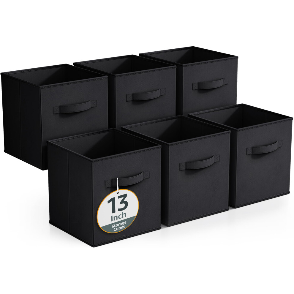 Sorbus Fabric Storage Cubes - 6 Foldable Storage Bins For Organizing Pantry Cubbies Toy Box - Clothes Storage & Closet Organizer - 13 Inch Collapsi