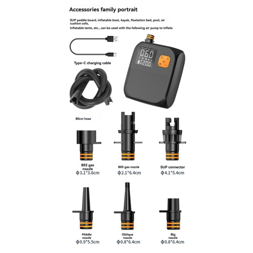 Portable Rechargeable Electric Paddle Board Pump, with LED Flashlight 2