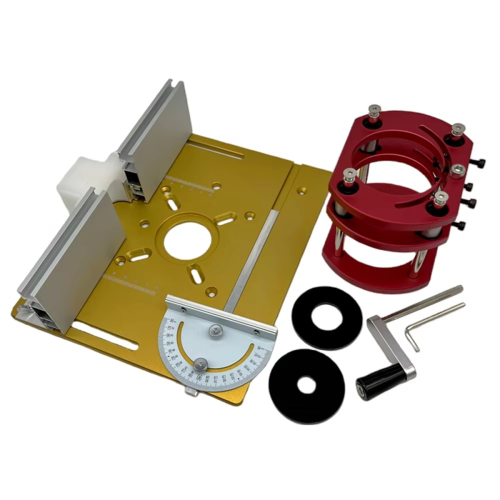 Router Lift System and Aluminum Router Table Insert Plate Gold