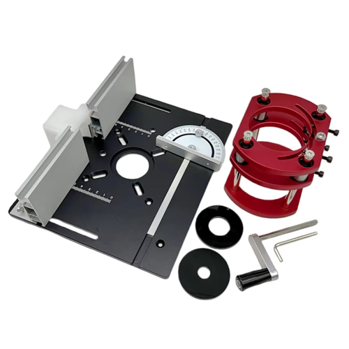 Router Lift System and Aluminum Router Table Insert Plate Black