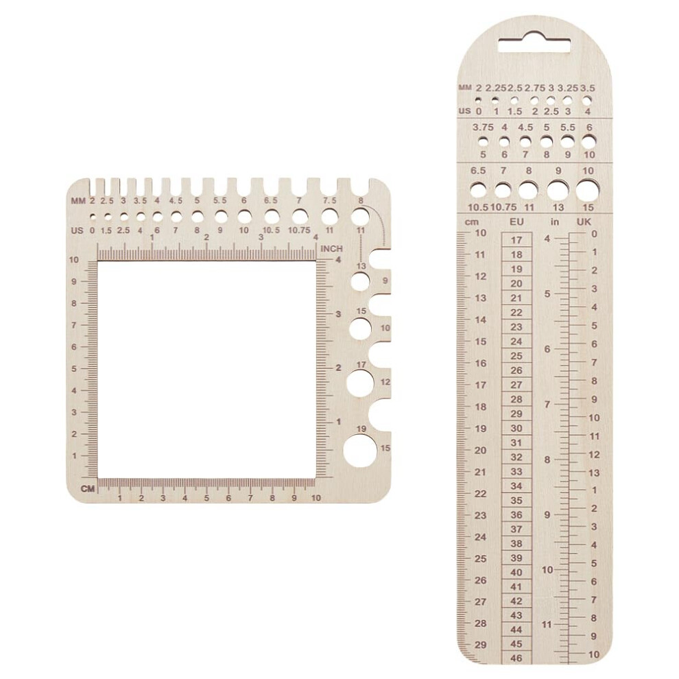 Righelli Per Ferri Da Maglia In Legno Da 2 Pezzi, Strumento Di Misurazione Per Ferri Da Maglia-image