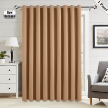 (Beige - Blackout Door Curtain) Affordable 66x84" Ready Made Door Curtains & Window Curtain - Pencil Pleat, Thermal Blackout & Crushed Velvet