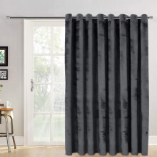 (Grey - Velvet Door Curtain) Affordable 66x84" Ready Made Door Curtains & Window Curtain - Pencil Pleat, Thermal Blackout & Crushed Velvet