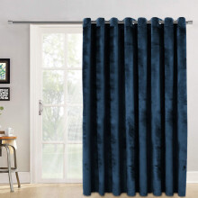 (Navy - Velvet Door Curtain) Affordable 66x84" Ready Made Door Curtains & Window Curtain - Pencil Pleat, Thermal Blackout & Crushed Velvet