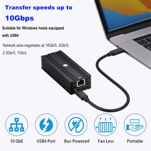 USB4-Einzelport-10G-Ethernet-Adapter, kompatibel mit Thunderbolt 3/4 1