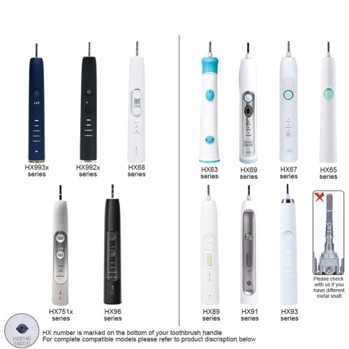 Escova de dentes elétrica com haste de metal e ponta vibratória para Philips 2
