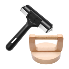 2 stuks houten blokdrukbalken met rubberen rol