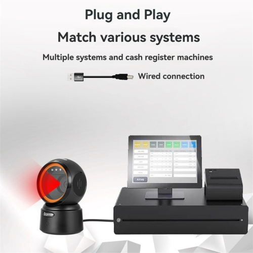 2D QR Barcode Scanner Wireless Bluetooth Hands-Free Omnidirectional 1
