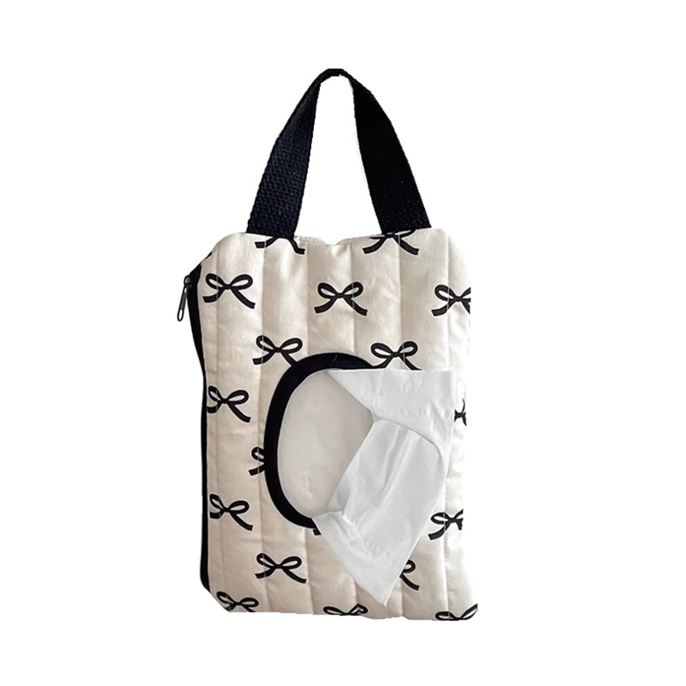 Bolsa De PañUelos Con Lazo, Bolsa De Almacenamiento PortáTil, Bolsa Para Toallitas HúMedas Y Adornos Para El Coche-image