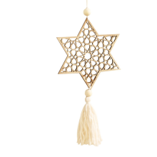 Hexagonal Star Hollow Wooden Pendant Home Bedroom Wall Decoration