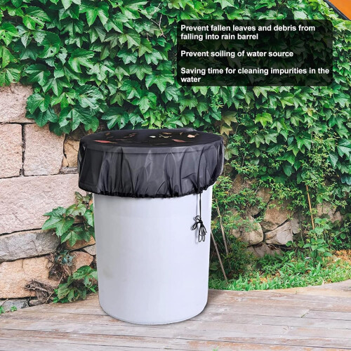 Efficient leaf and debris blocker, rain barrel mesh cover polyester fabric with elastic cord, dia 95cm 1