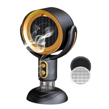 Ventilador purificador, filtro, ventilador portátil para fumaça, preto e dourado