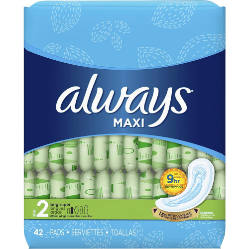 Always Always Maxi Size 2 Super Pads for Women, Without Wings