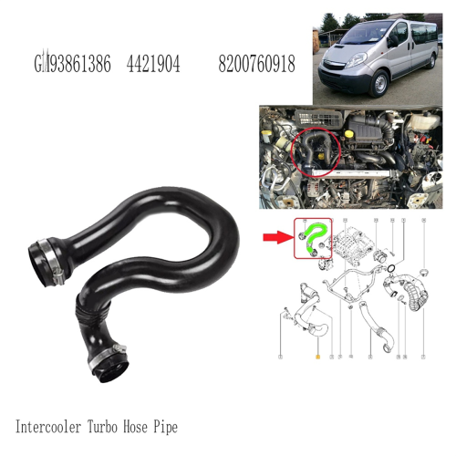 8200760918 Intercooler Turbo Slange Rør Køleslange til 2