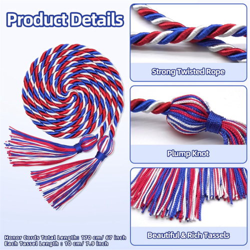 20 τεμάχια κορδόνια αποφοίτησης, κορδόνια κόκκινα, μπλε και λευκά 1
