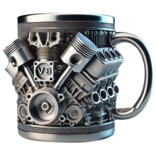 Kaffeetasse aus Edelstahl mit V8-Motoren, Geschenk für Autoliebhaber