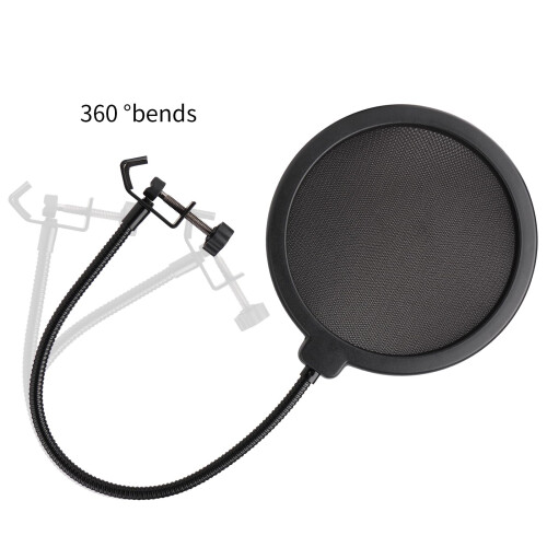 Professional Microphone Pop Filter Shield Mic Wind Mask Shield Screen with Blue Yeti and Any Other Microphone  Dual Layered Wind Pop Screen With 2