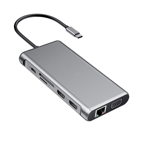 12-i-1 USB Type-C Hub Type-C til 2-kompatibel 4K VGA-adapter