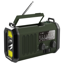 Rádio multifuncional de emergência FM/AM/solar com manivela