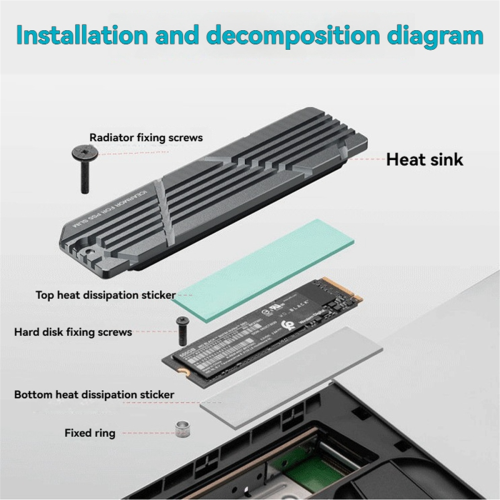 Til Slim/Pro SSD-køleplader med termiske puder, solid-state-drev 2