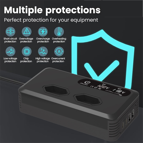 200W bilinverter USB-porte opladeradapter 12V til 110V BR-stik 2