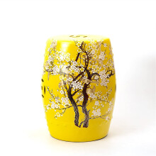 Ceramic Garden Chair, Chinese Home Drum Stool, Living Room Ceramic Stool (Lemon Yellow)