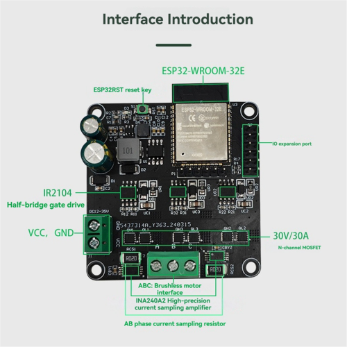 SimpleFOC højtydende ESP32 20A børsteløs motordriverkort 1