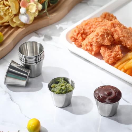 24 stk. 1,5 oz metalramekiner i rustfrit stål til dyppesauce 2